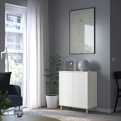 EKET - Kombinasi kabinet dengan kaki, putih/kayu, 70x35x80 cm