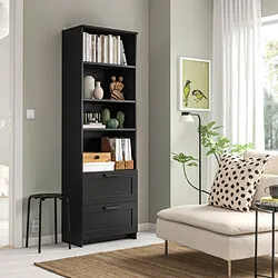 BRIMNES - Rak buku, hitam, 60x190 cm