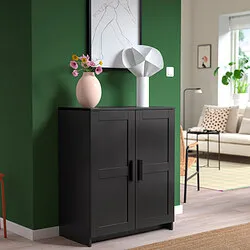 BRIMNES - Kabinet berpintu, hitam, 78x95 cm