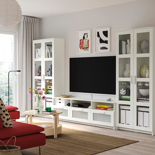 BRIMNES TV storage combination/glass doors
