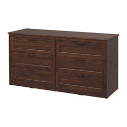 SONGESAND - Lemari 6 laci, cokelat, 161x81 cm