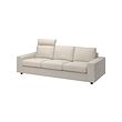 VIMLE - 3-seat sofa, with headrest with wide armrests/Gunnared beige