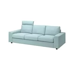 VIMLE - 3-seat sofa, with headrest with wide armrests/Saxemara light blue