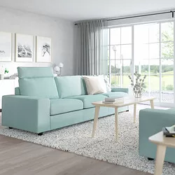 VIMLE - 3-seat sofa, with headrest with wide armrests/Saxemara light blue
