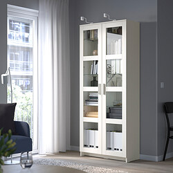 BRIMNES - Glass-door cabinet, white, 80x190 cm