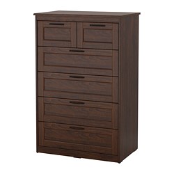 SONGESAND - Lemari 6 laci, cokelat, 82x126 cm