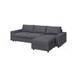 VIMLE - 3-seat sofa-bed with chaise longue, with wide armrests Gunnared/medium grey