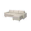 VIMLE - 3-seat sofa-bed with chaise longue, with wide armrests/Gunnared beige