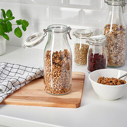 KORKEN - Bottle shaped jar with lid, clear glass, 1 l