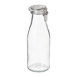 KORKEN - Toples berbentuk botol dengan tutup, kaca bening, 1.4 l