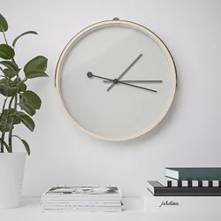 ROTBLÖTA - Wall clock, ash veneer/light grey, 42 cm
