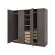 PAX/FORSAND - Wardrobe combination, dark grey/white stained oak effect dark grey, 250x60x236 cm