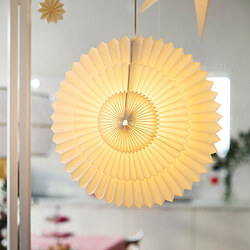 STRÅLA - Kap lampu, kertas berlipat/bintang putih, 55 cm