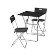 GUNDE/GUNDE - Table and 2 folding chairs, folding black/black, 67x67 cm