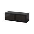 BESTÅ - Shelf unit with glass doors, black-brown/Glassvik black/clear glass, 120x42x38 cm