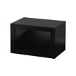BESTÅ - Unit rak dengan pintu kaca, hitam-cokelat/Sindvik kaca bening hitam-cokelat, 60x42x38 cm
