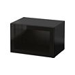 BESTÅ - Unit rak dengan pintu kaca, hitam-cokelat/Glassvik kaca hitam/bening, 60x42x38 cm