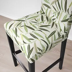 BERGMUND - Kursi bar dengan sandaran, hitam/Fågelfors aneka warna, 75 cm