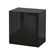 BESTÅ - Unit rak dengan pintu kaca, hitam-cokelat/Glassvik kaca hitam/bening, 60x42x64 cm