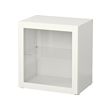BESTÅ - Unit rak dengan pintu kaca, putih/Sindvik kaca bening putih, 60x42x64 cm