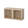 BESTÅ - Shelf unit with glass doors, white stained oak effect/Sindvik white stained oak eff clear glass, 120x40x64 cm
