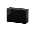 BESTÅ - Shelf unit with door, black-brown/Selsviken high-gloss/black, 60x22x38 cm