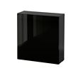 BESTÅ - Shelf unit with door, black-brown/Selsviken high-gloss/black, 60x22x64 cm