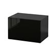 BESTÅ - Shelf unit with door, black-brown/Selsviken high-gloss/black, 60x42x38 cm