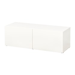 BESTÅ - Unit rak dengan pintu, putih/Lappviken putih, 120x42x38 cm