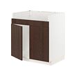 METOD - Base cab f HAVSEN double bowl sink, white/Sinarp brown, 80x60x80 cm