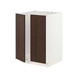 METOD - Base cabinet for sink + 2 doors, white/Sinarp brown, 60x60x80 cm