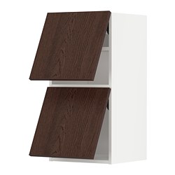METOD - Wall cabinet horizontal w 2 doors, white/Sinarp brown, 40x37x80 cm