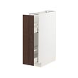 METOD/MAXIMERA - Base cabinet/pull-out int fittings, white/Sinarp brown, 20x60x80 cm