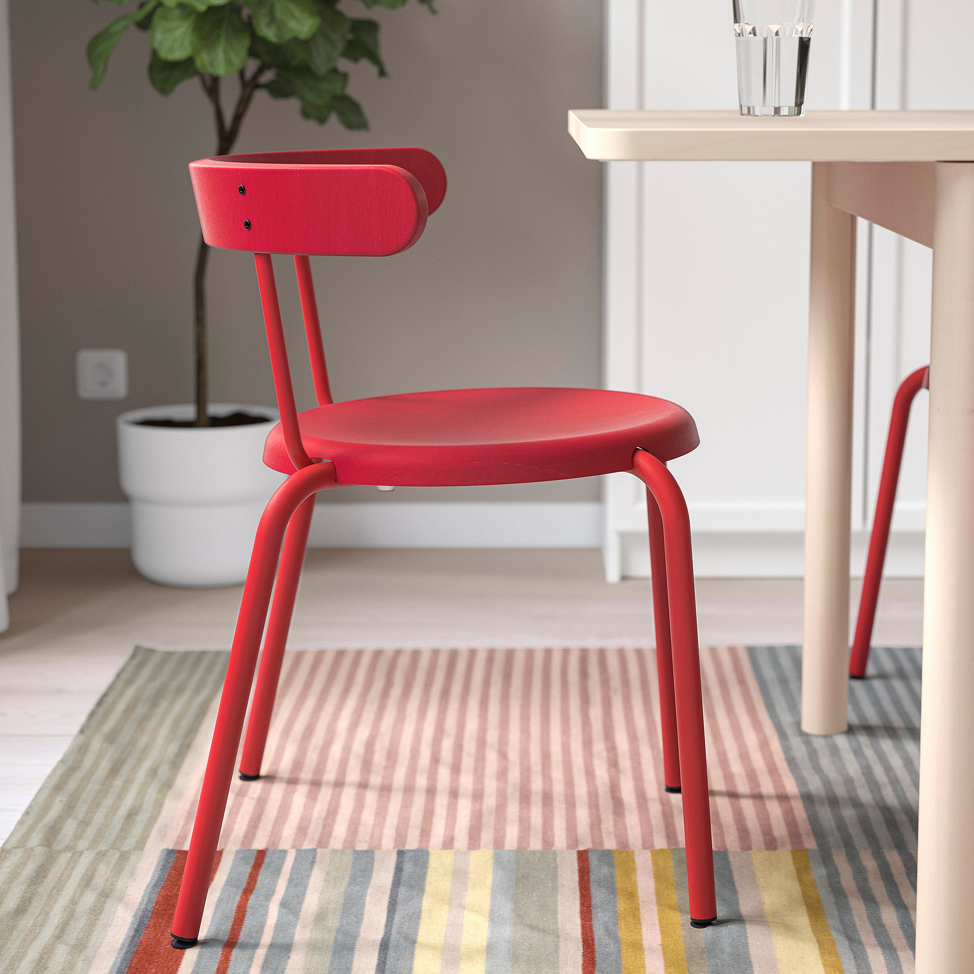 【人気✨美品】IKEA　イケア　YNGVAR イングヴァルチェア　 レッド椅子