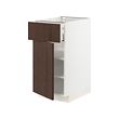 METOD/MAXIMERA - Kabinet dasar dengan laci/pintu, putih/Sinarp cokelat, 40x60x80 cm