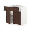 METOD/MAXIMERA - Kabinet dasar dengan laci/2 pintu, putih/Sinarp cokelat, 80x60x80 cm