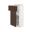 METOD/MAXIMERA - Base cabinet with drawer/door, white/Sinarp brown, 40x37x80 cm