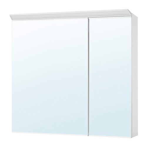 TREASJÖN kab cermin 2 pintu/lampu built-in
