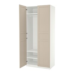 PAX/FLISBERGET - Lemari pakaian, putih/krem muda, 100x60x236 cm