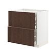 METOD/MAXIMERA - Kbnt dsr u kompor/2 bgn dpn/3 laci, putih/Sinarp cokelat, 80x60x80 cm