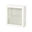 BESTÅ - Kombinasi kabinet dpasang di dnding, putih/Sindvik kaca bening putih, 60x22x64 cm