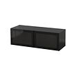 BESTÅ - Kombinasi kabinet dpasang di dnding, hitam-cokelat/Glassvik hitam, 120x42x38 cm