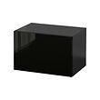 BESTÅ - Wall-mounted cabinet combination, black-brown/Selsviken high-gloss/black, 60x42x38 cm