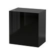 BESTÅ - Wall-mounted cabinet combination, high-gloss/black/Selsviken, 60x42x64 cm