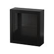 BESTÅ - Kombinasi kabinet dpasang di dnding, hitam-cokelat/Sindvik kaca bening hitam-cokelat, 60x22x64 cm