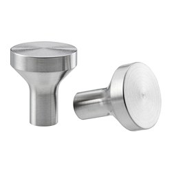 BAGGANÄS - Knob, stainless steel, 21 mm