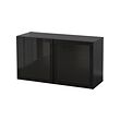 BESTÅ - Kombinasi kabinet dpasang di dnding, hitam-cokelat Glassvik/hitam kaca bening, 120x42x64 cm