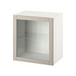 BESTÅ - Wall-mounted cabinet combination, white/Sindvik light grey-beige, 60x42x64 cm