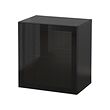 BESTÅ - Kombinasi kabinet dpasang di dnding, high-gloss/hitam/Glassvik, 60x42x64 cm