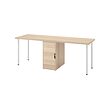 ALEX/LAGKAPTEN - Desk, white stained/oak effect white, 200x60 cm